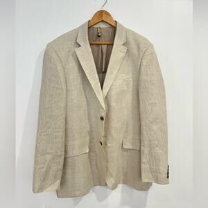 Tasso Elba Jacket Men XL Light Beige Linen Blazer Beachy Coastal Neutral Minimal